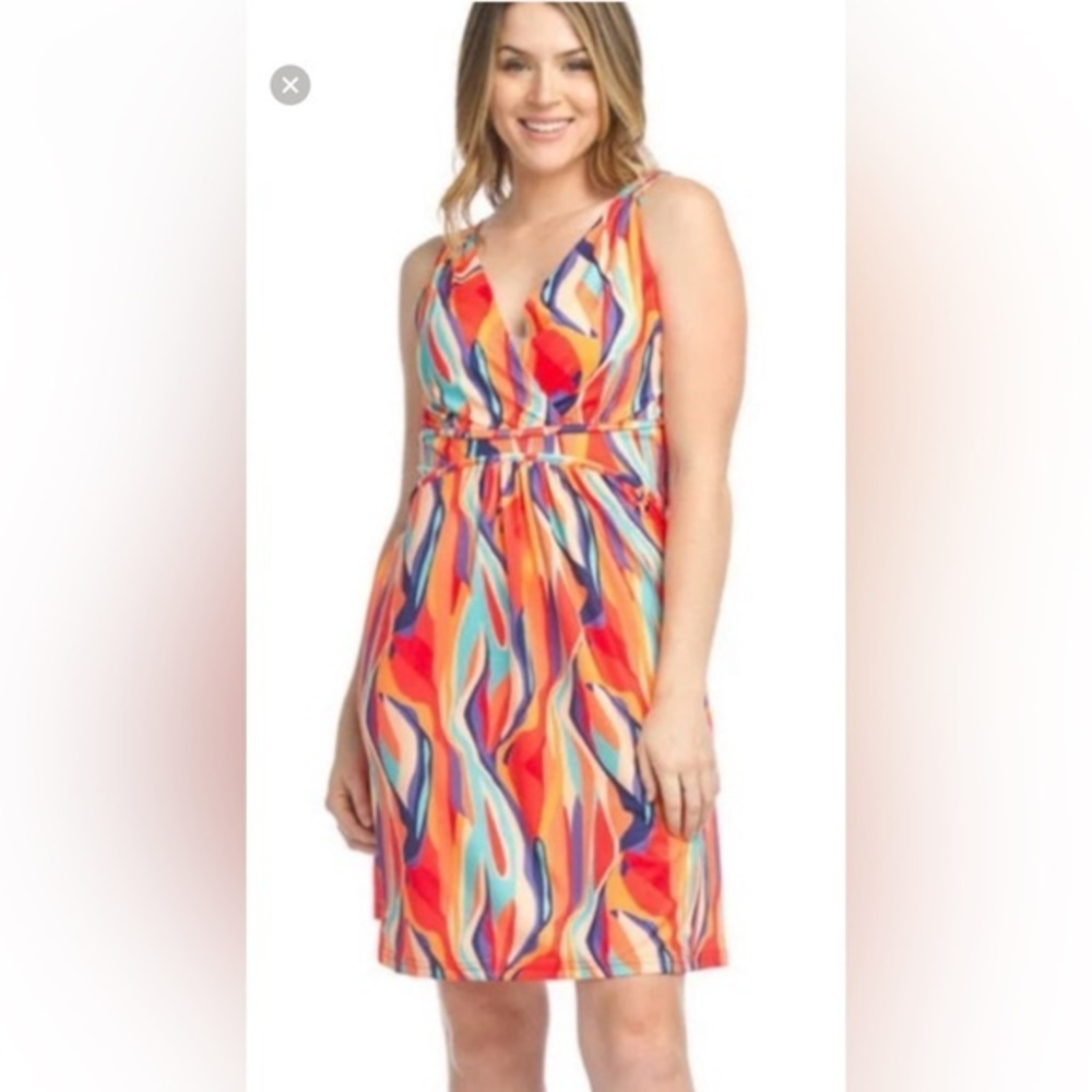 NWT Papillon Colourful Stretchy Sleeveless Grecian Sundress - Size Large